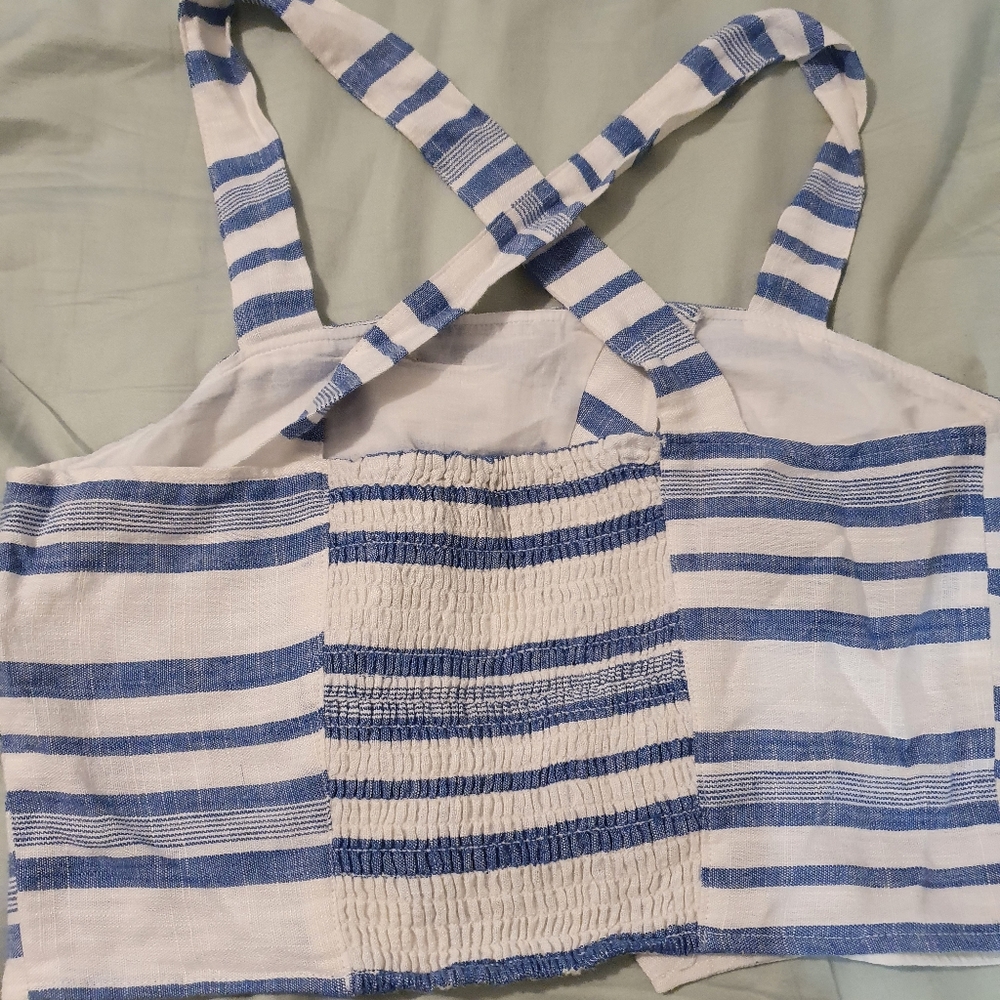 Dotti linen blend button up crop size 14 - Picture 5 of 7